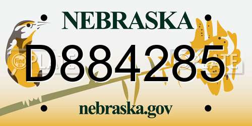 D884285 Nebraska License Plate