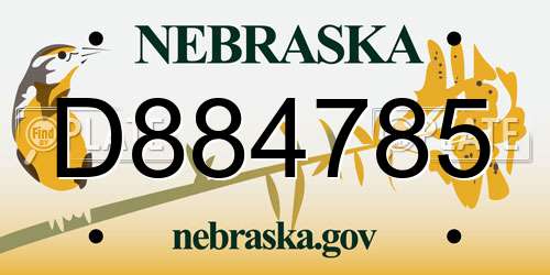 D884785 Nebraska License Plate