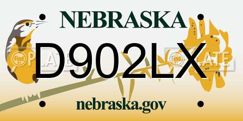 D902LX Nebraska License Plate