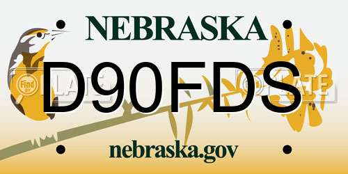 D90FDS Nebraska License Plate