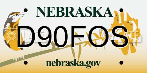 D90FOS Nebraska License Plate