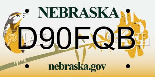 D90FQB Nebraska License Plate