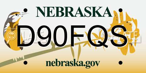 D90FQS Nebraska License Plate