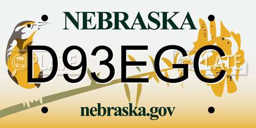 D93EGC Nebraska License Plate