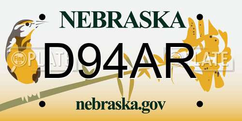 D94AR Nebraska License Plate
