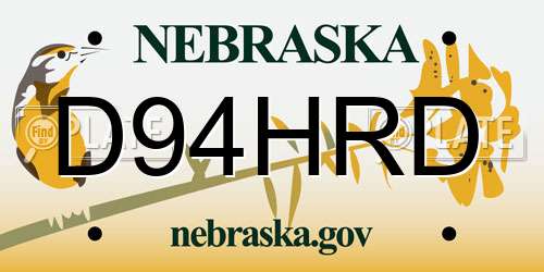 D94HRD Nebraska License Plate