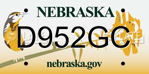 D952GC Nebraska License Plate