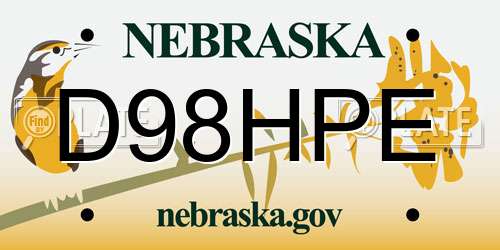 D98HPE Nebraska License Plate
