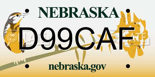 D99CAF Nebraska License Plate