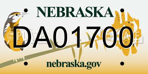 DA01700 Nebraska License Plate