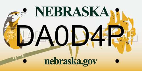 DA0D4P Nebraska License Plate