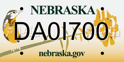 DA0I700 Nebraska License Plate