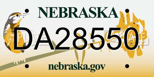 DA28550 Nebraska License Plate