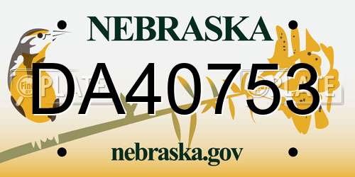 DA40753 Nebraska License Plate