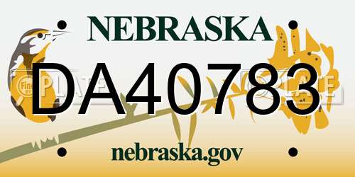 DA40783 Nebraska License Plate