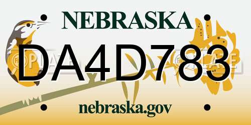 DA4D783 Nebraska License Plate