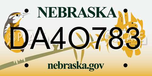 DA4O783 Nebraska License Plate