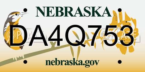 DA4Q753 Nebraska License Plate