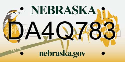DA4Q783 Nebraska License Plate