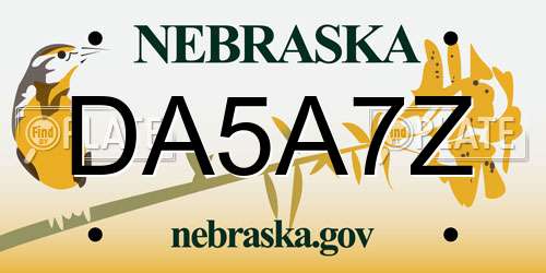 DA5A7Z Nebraska License Plate