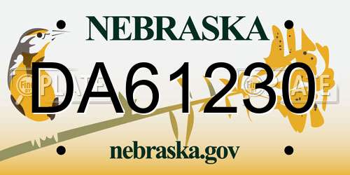 DA61230 Nebraska License Plate