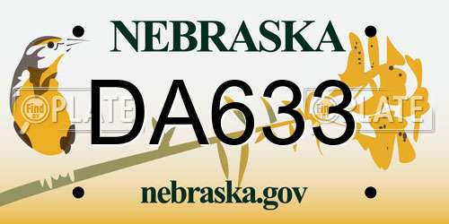 DA633 Nebraska License Plate