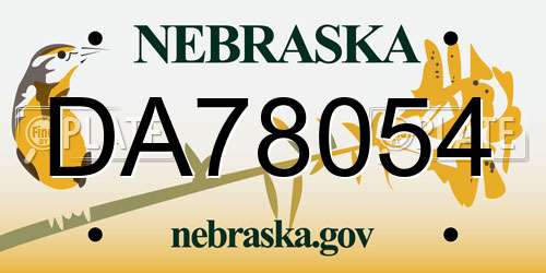DA78054 Nebraska License Plate
