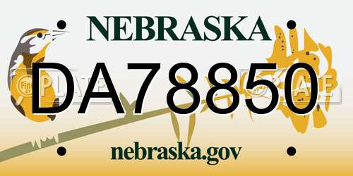 DA78850 Nebraska License Plate