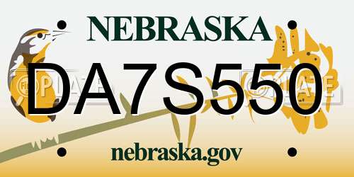 DA7S550 Nebraska License Plate