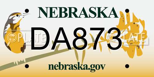 DA873 Nebraska License Plate