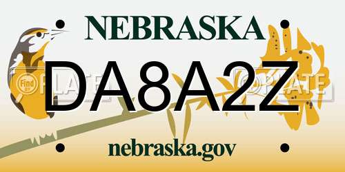 DA8A2Z Nebraska License Plate