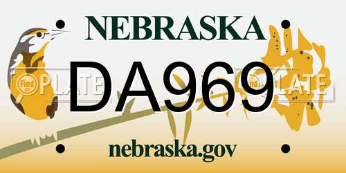 DA969 Nebraska License Plate