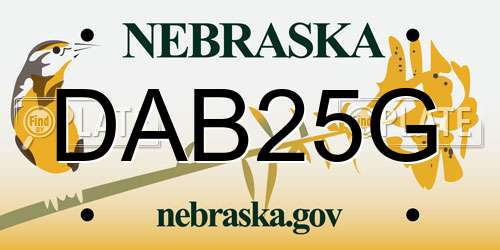 DAB25G Nebraska License Plate