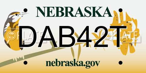 DAB42T Nebraska License Plate