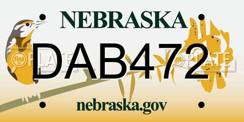 DAB472 Nebraska License Plate