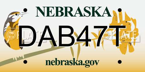 DAB47T Nebraska License Plate