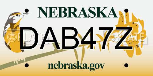 DAB47Z Nebraska License Plate