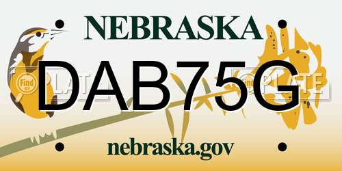DAB75G Nebraska License Plate