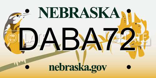 DABA72 Nebraska License Plate