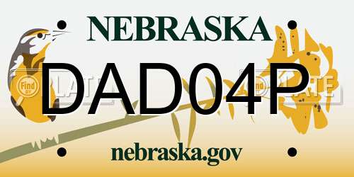 DAD04P Nebraska License Plate