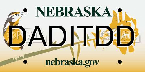 DADITDD Nebraska License Plate