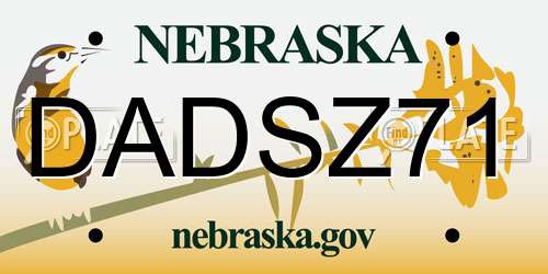 DADSZ71 Nebraska License Plate