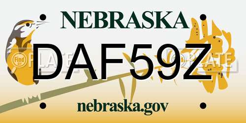 DAF59Z Nebraska License Plate