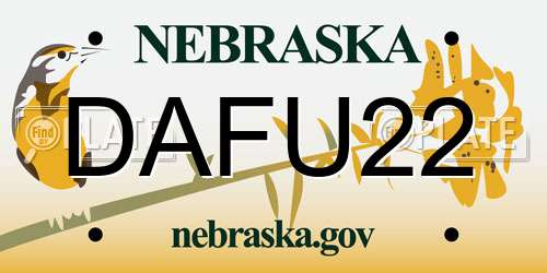 DAFU22 Nebraska License Plate