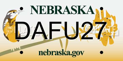 DAFU27 Nebraska License Plate
