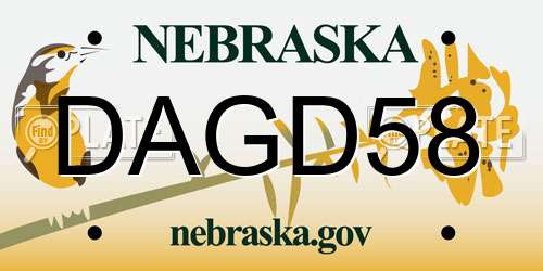 DAGD58 Nebraska License Plate
