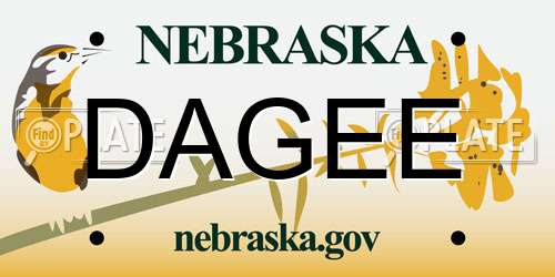 DAGEE Nebraska License Plate