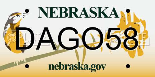 DAGO58 Nebraska License Plate