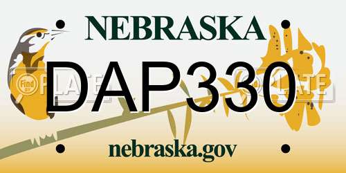 DAP330 Nebraska License Plate