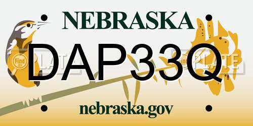 DAP33Q Nebraska License Plate
